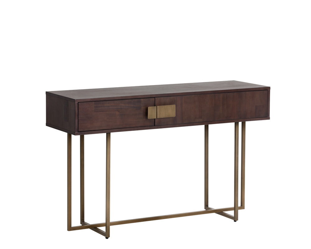 Jade Console Table - Antique Brass - Dark Mango