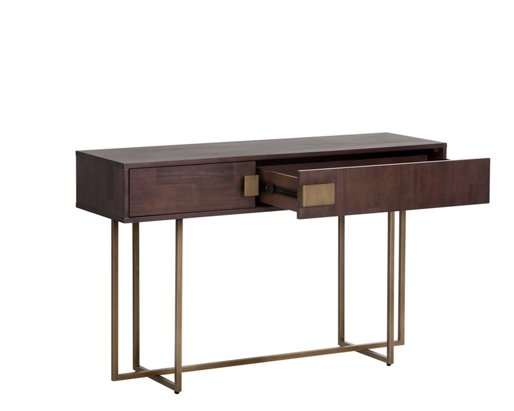 Jade Console Table - Antique Brass - Dark Mango