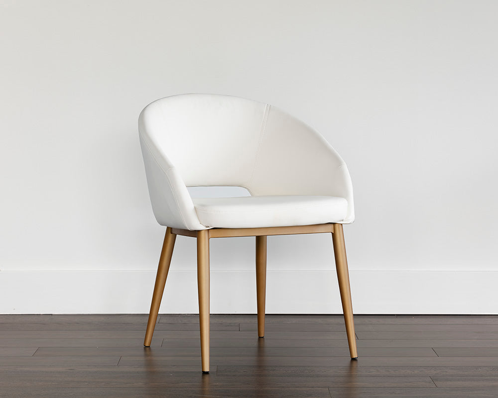 Thatcher Dining Armchair - Champagne Gold - Snow