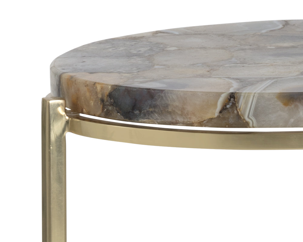 Tillie End Table - Brass - Natural Agate Stone