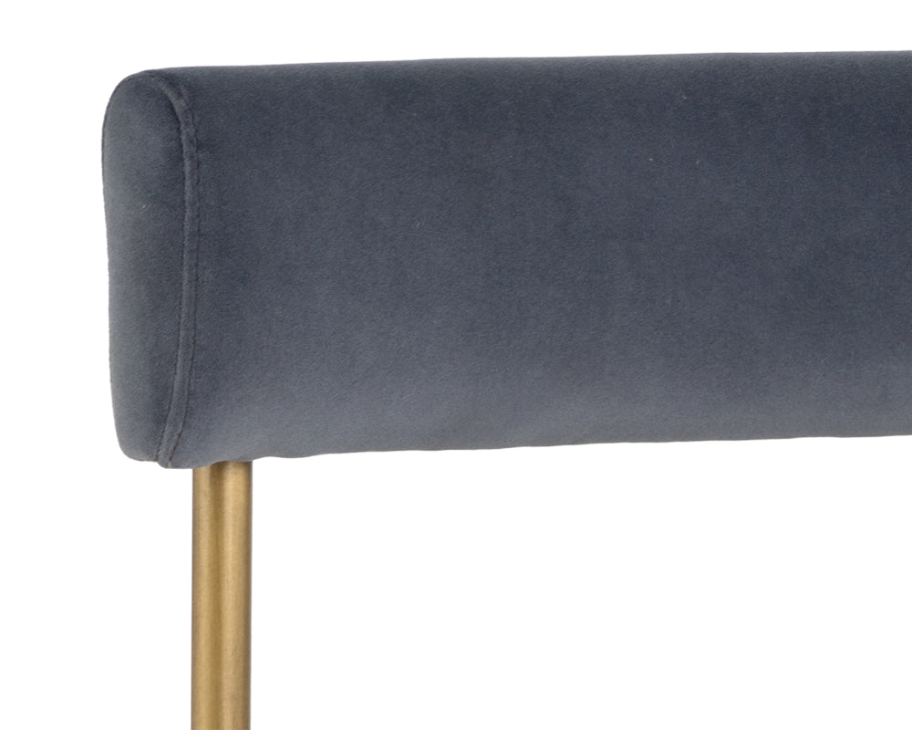 Seneca Dining Chair - Antique Brass - Velvet Slate