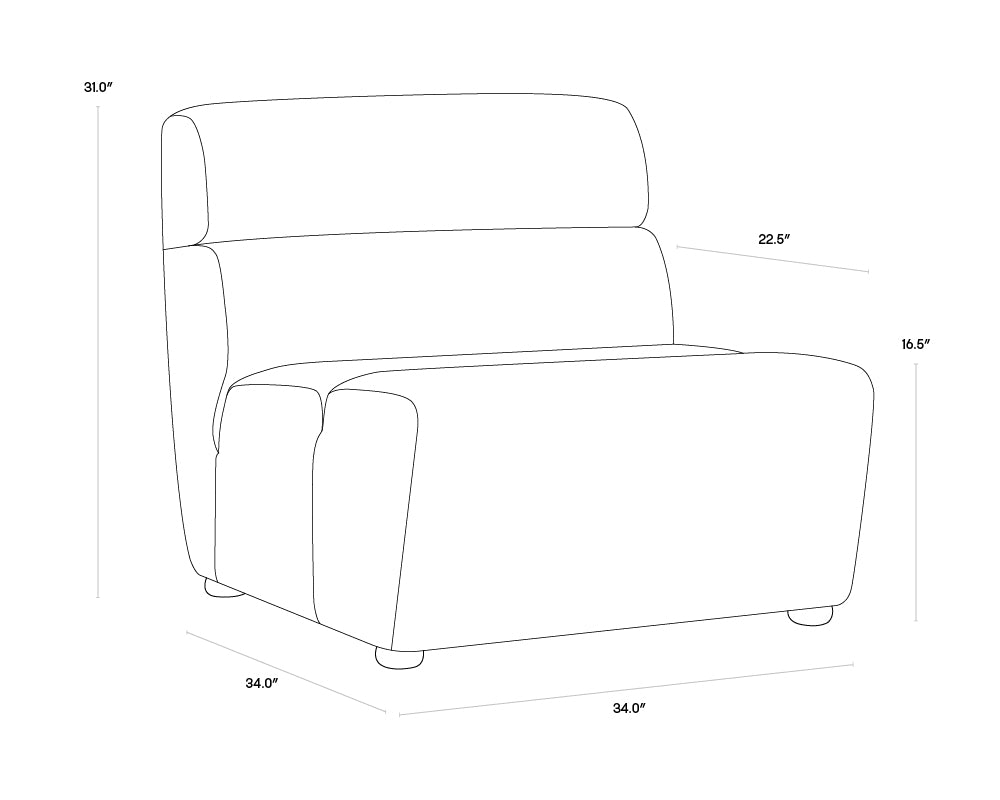Cornell Modular - Armless Chair - Polo Club Kohl Grey