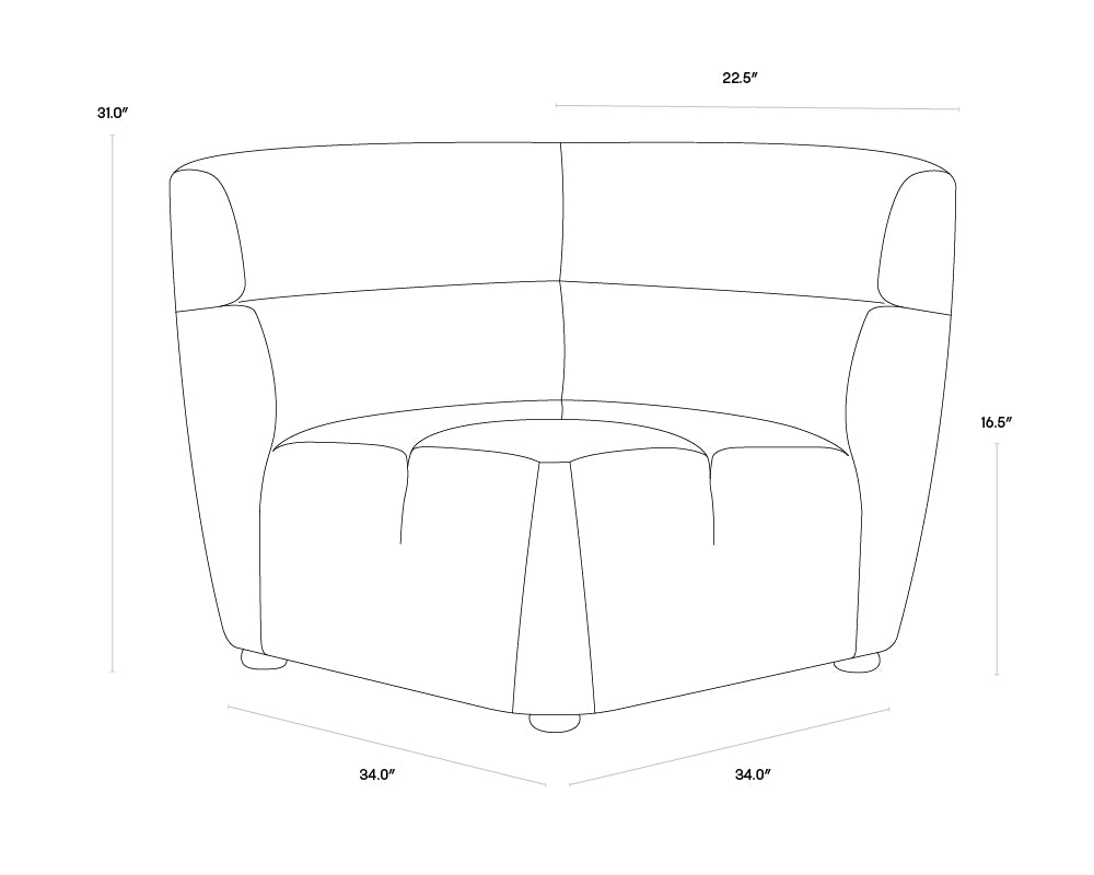 Cornell Modular - Corner Chair - Polo Club Kohl Grey
