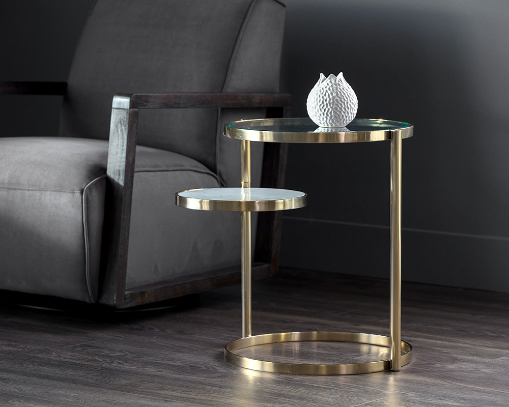 Helica Side Table - Antique Brass