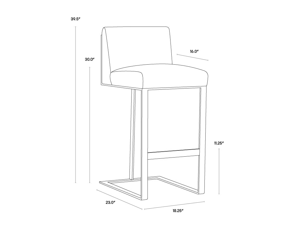 Dean Barstool - Stainless Steel - Cantina White
