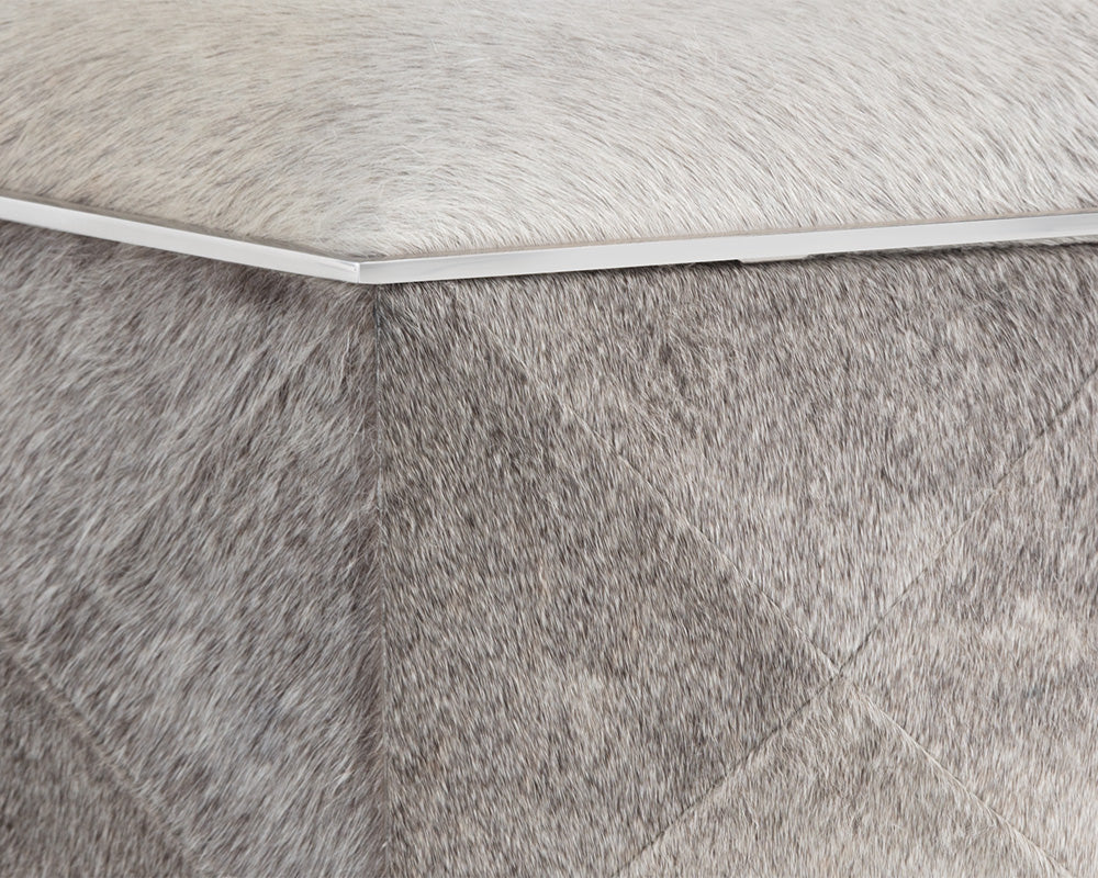 Ashanti Storage Ottoman - Small - Silver - Grey