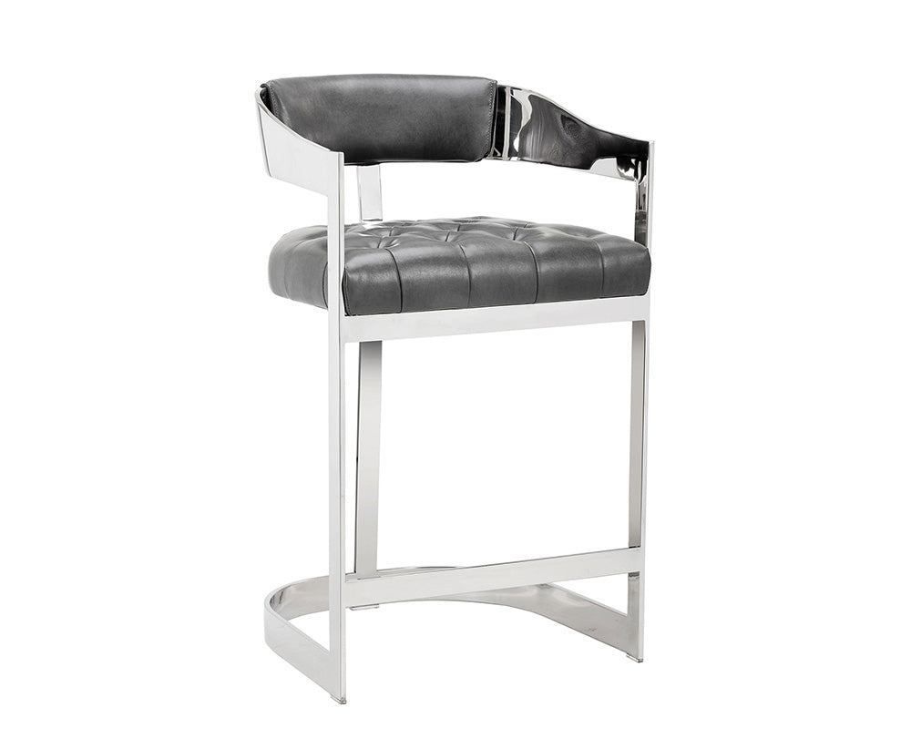 Beaumont Counter Stool - Stainless Steel - Cantina Magnetite