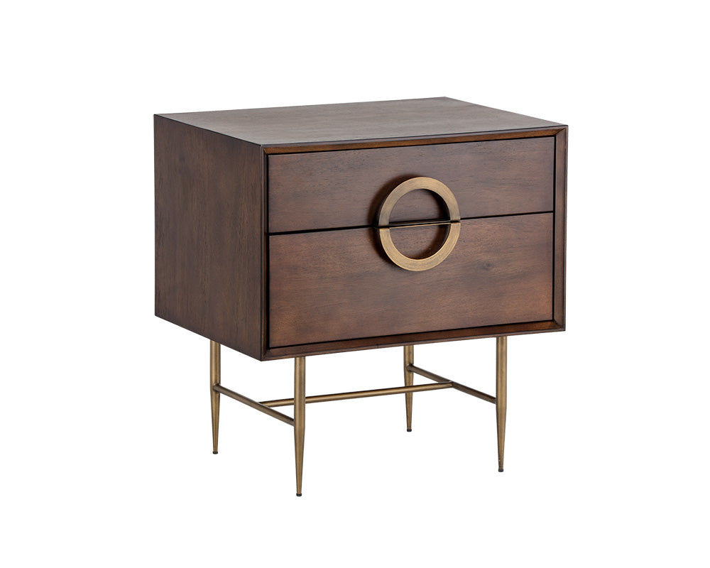 Emery Nightstand - Antique Brass - Dark Mango