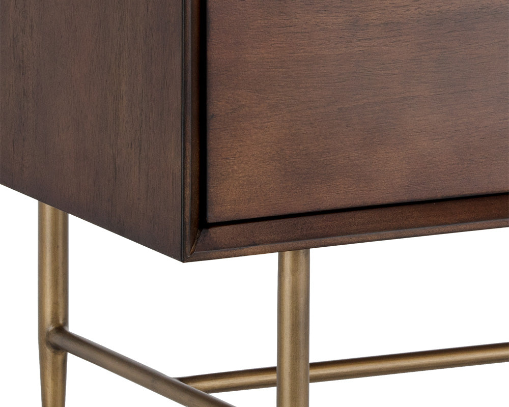 Emery Nightstand - Antique Brass - Dark Mango