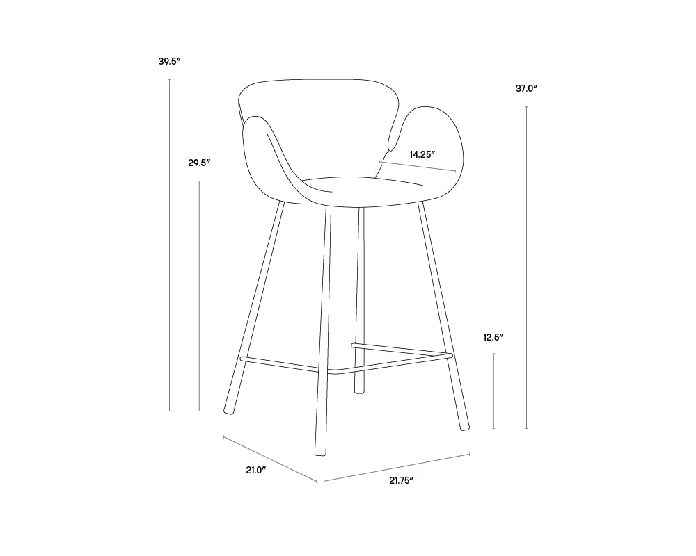 Waldo Counter Stool - November Grey / Cinnamon Brown