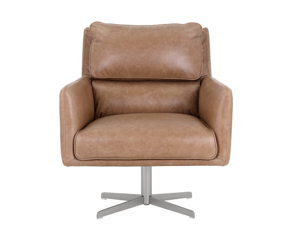 Easton Swivel Lounge Chair - Marseille Camel Leather