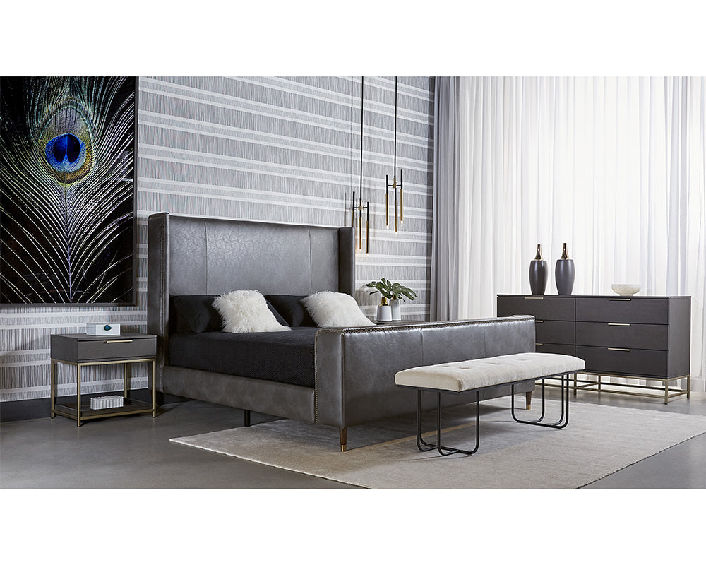 Rebel Nightstand - Small - Gold - Charcoal Grey