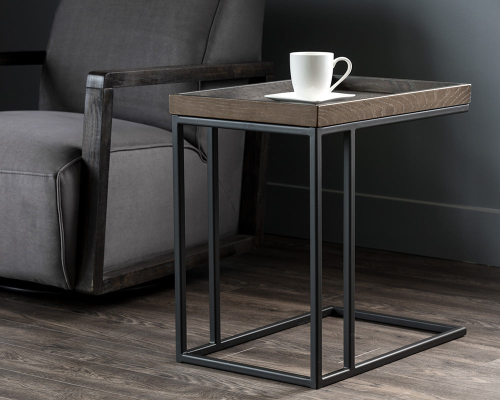 Arden C-shaped End Table - Black - Charcoal Grey
