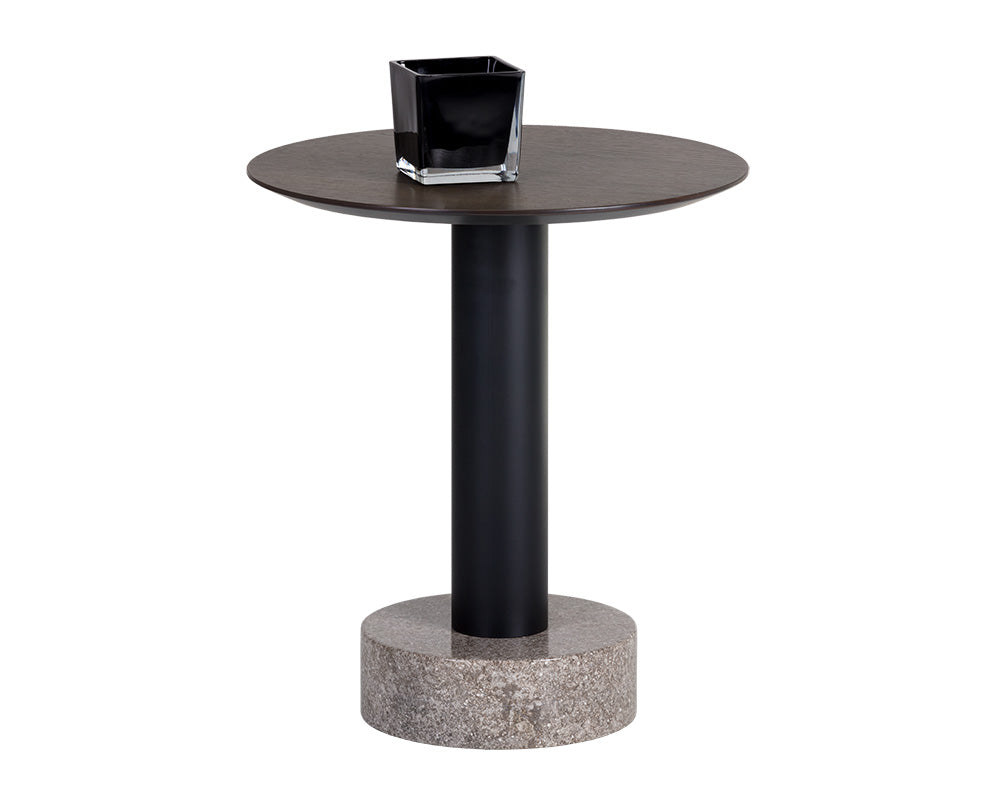 Monaco End Table - Black - Grey Marble / Raw Umber