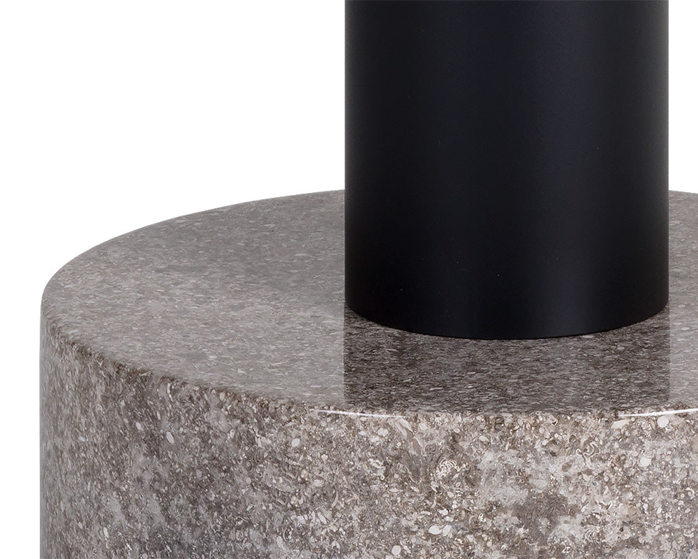 Monaco End Table - Black - Grey Marble / Raw Umber