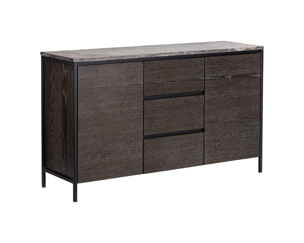 Stamos Sideboard - Black - Grey Marble / Charcoal Grey