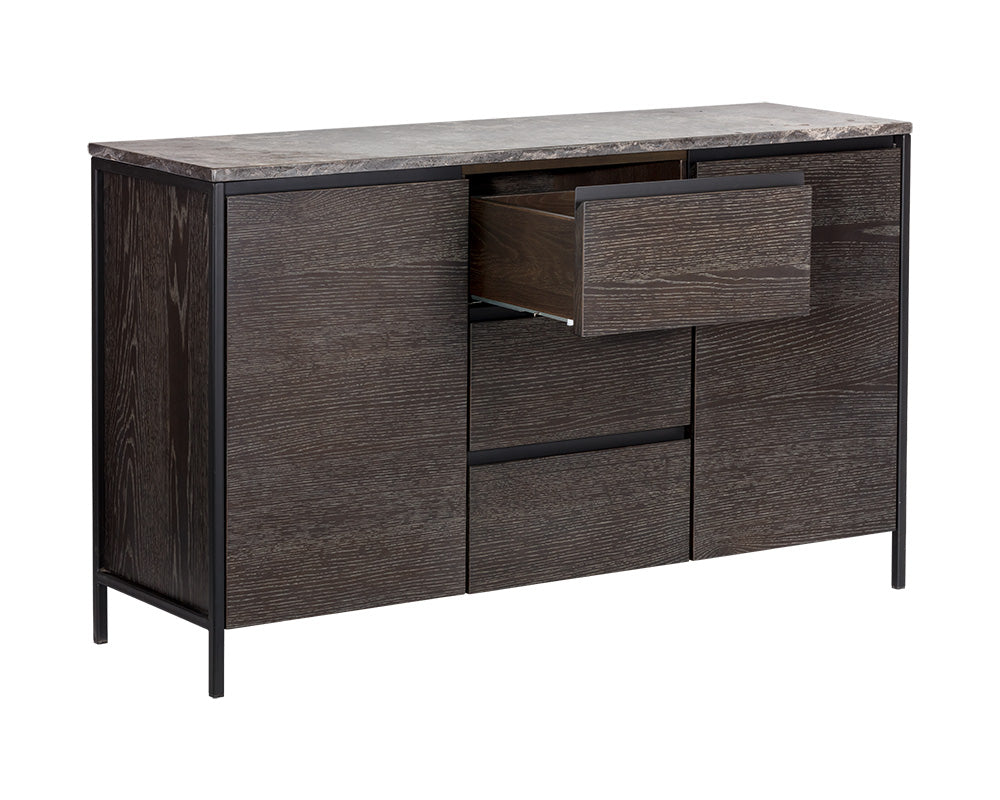 Stamos Sideboard - Black - Grey Marble / Charcoal Grey