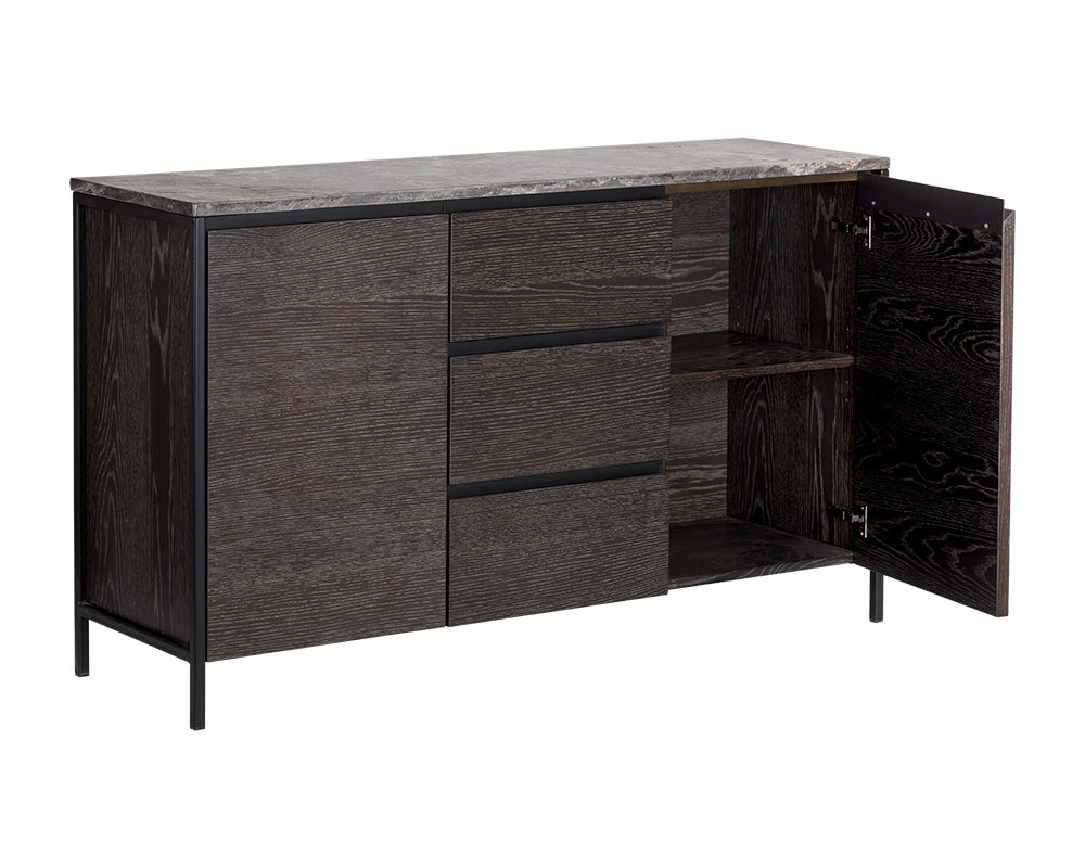 Stamos Sideboard - Black - Grey Marble / Charcoal Grey