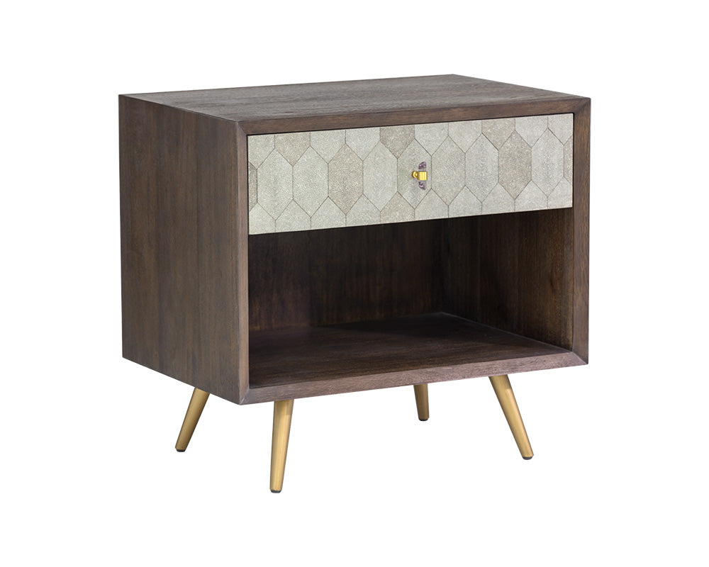 Aniston Nightstand - Dark Mango - Taupe Shagreen