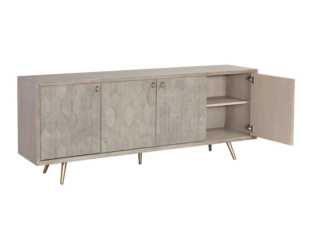 Aniston Sideboard - Large - White Ceruse - Taupe Shagreen