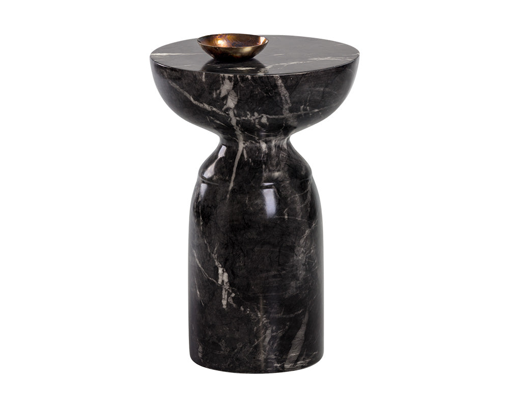 Goya End Table - Marble Look - Black