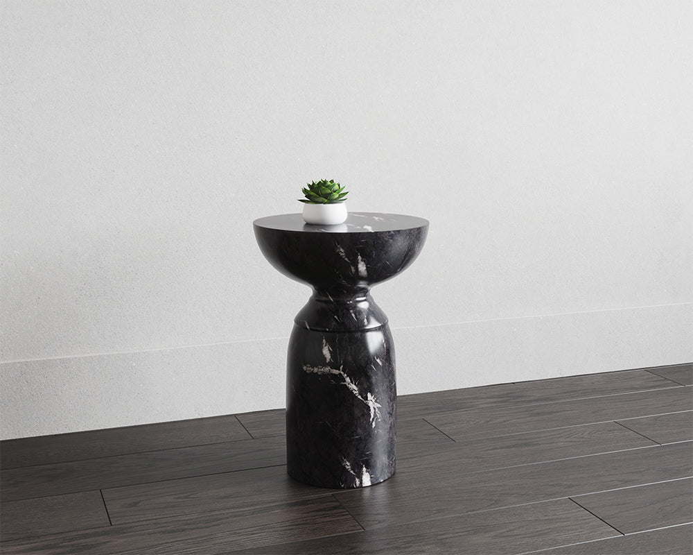 Goya End Table - Marble Look - Black