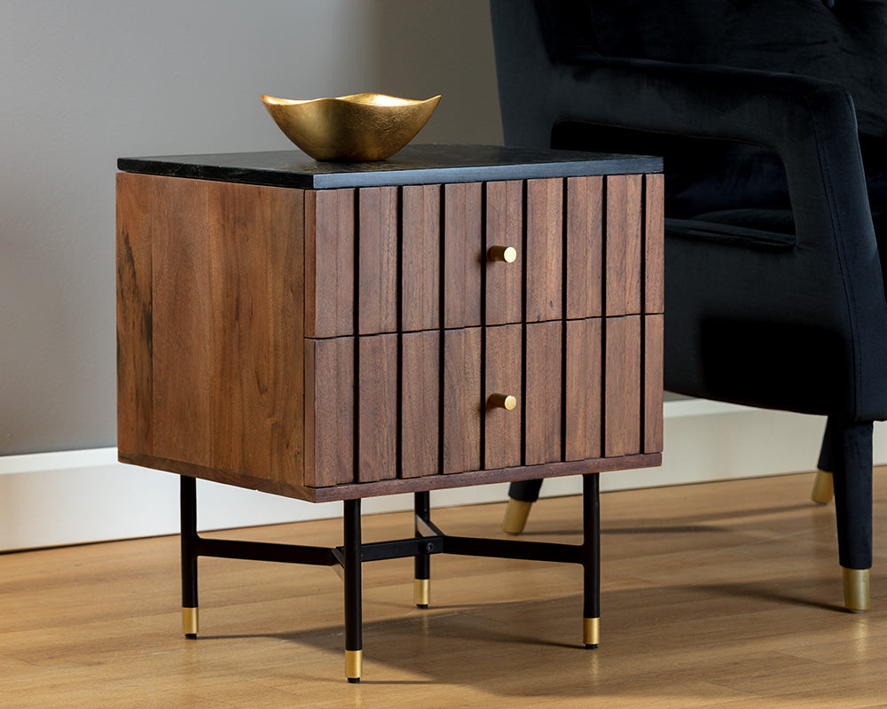 Wellington Nightstand - Black Marble