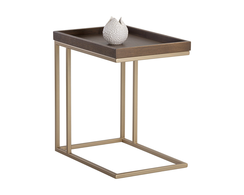 Arden C-shaped End Table - Gold - Raw Umber