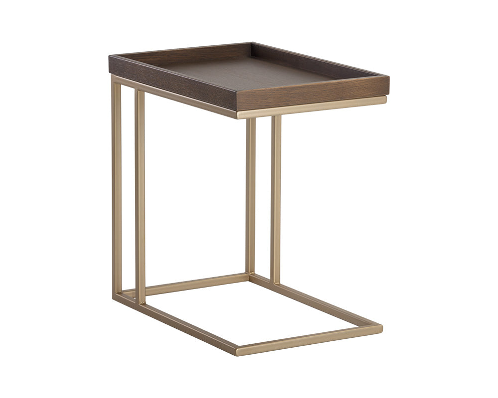 Arden C-shaped End Table - Gold - Raw Umber