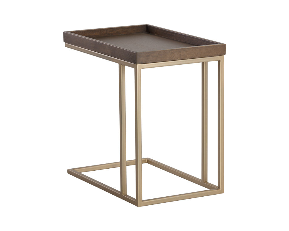 Arden C-shaped End Table - Gold - Raw Umber