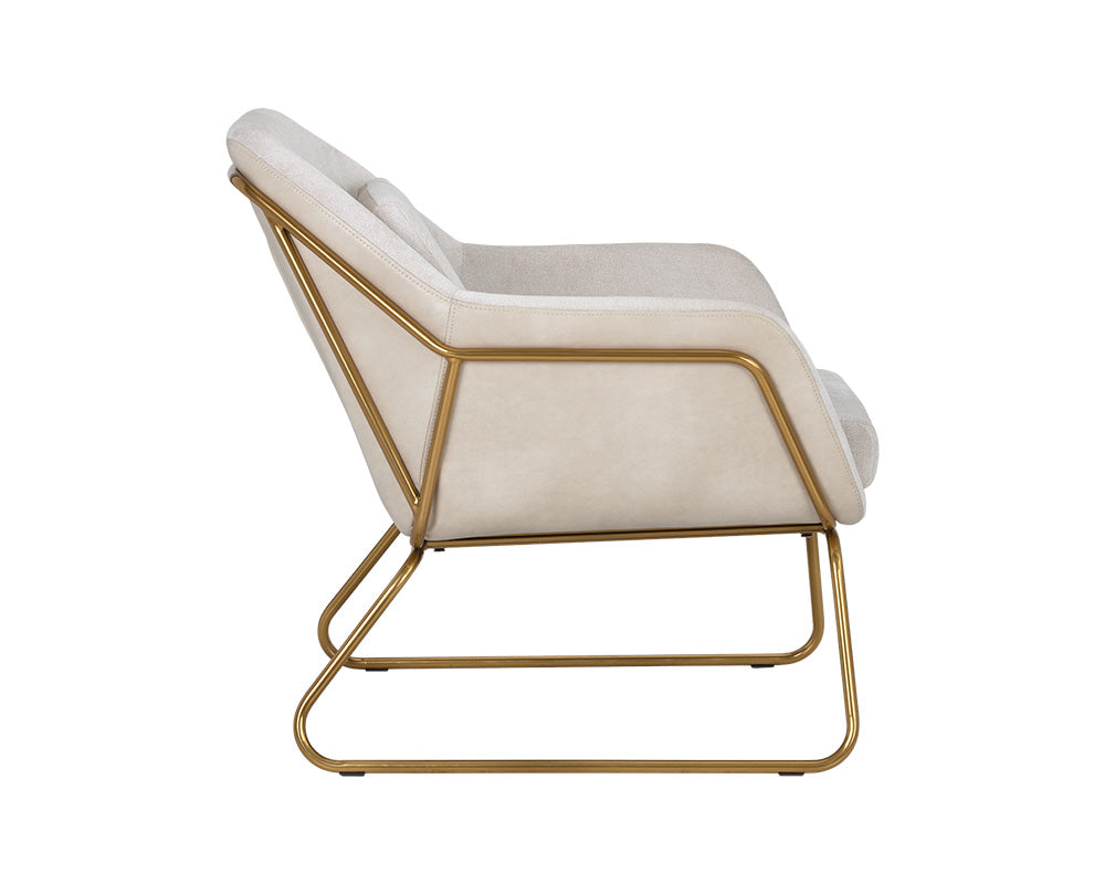 Watts Lounge Chair - Gold - Polo Club Muslin / Bravo Cream