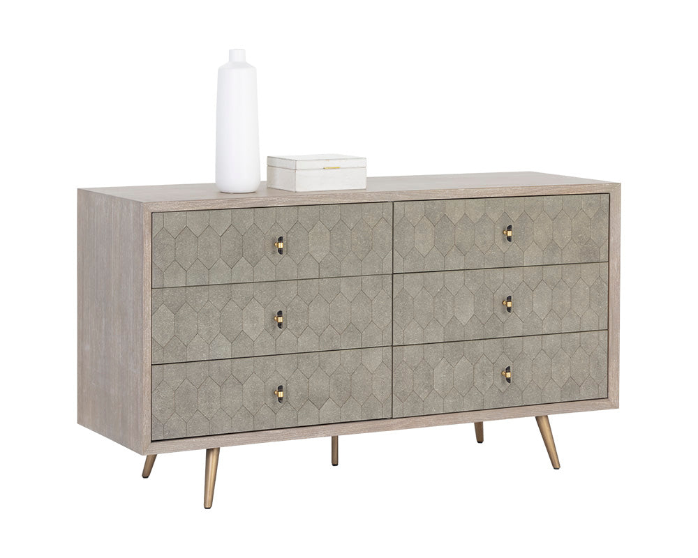 Aniston Dresser - White Ceruse - Taupe Shagreen