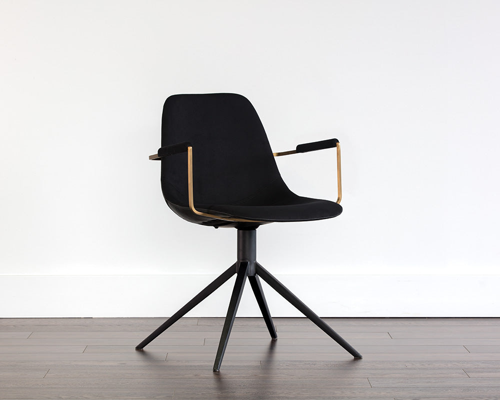 Cassius Swivel Dining Armchair - Abbington Black / Bravo Black