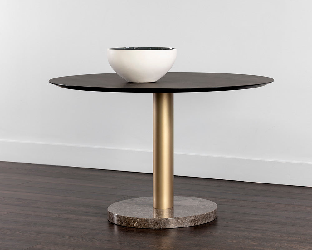 Monaco Dining Table - Gold - Grey Marble / Charcoal Grey - 48"