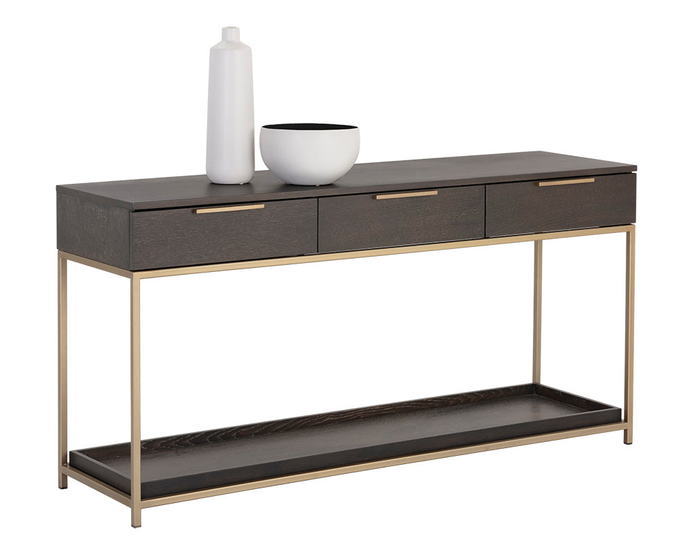 Rebel Console Table With Drawers - Gold - Charcoal Grey