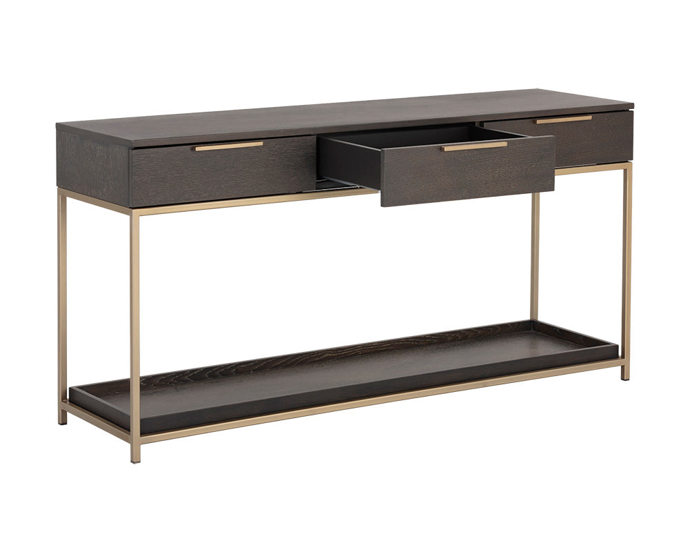 Rebel Console Table With Drawers - Gold - Charcoal Grey