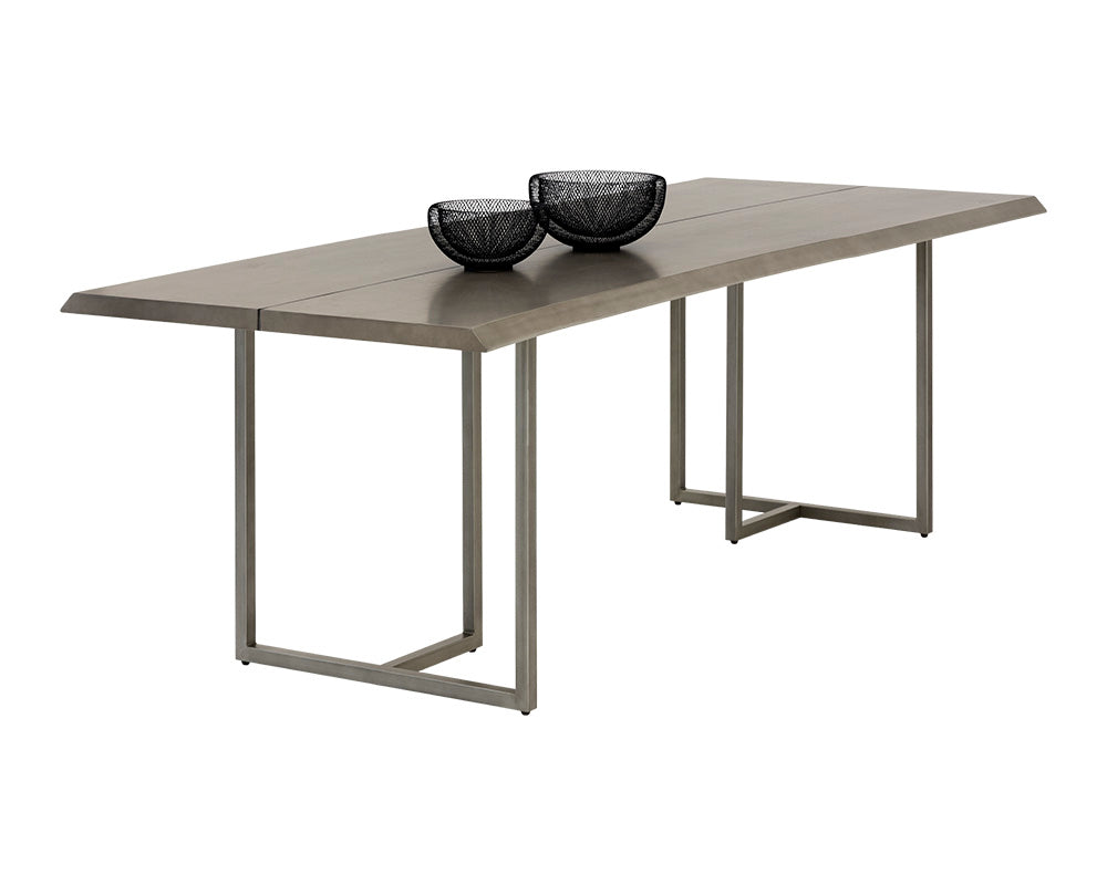 Donnelly Dining Table - Antique Silver - Ash Grey - 95"