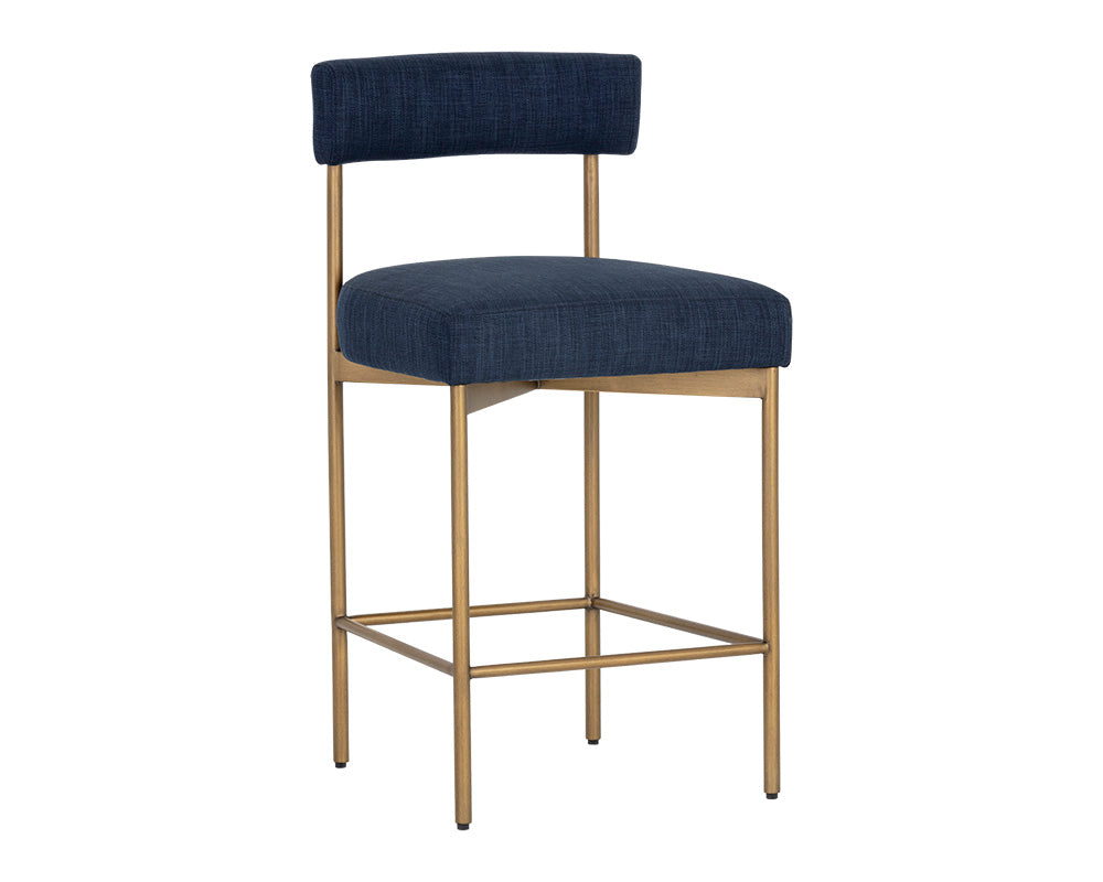 Seneca Counter Stool - Antique Brass - Arena Navy