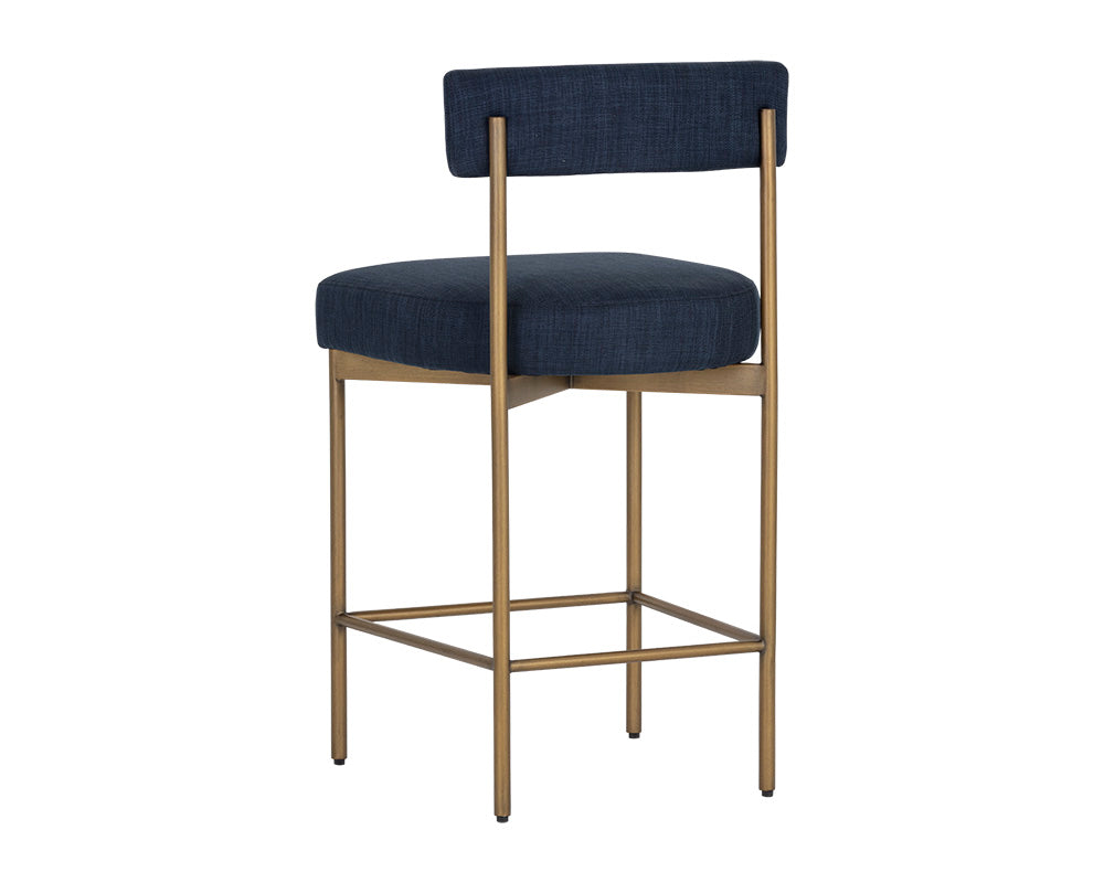 Seneca Counter Stool - Antique Brass - Arena Navy