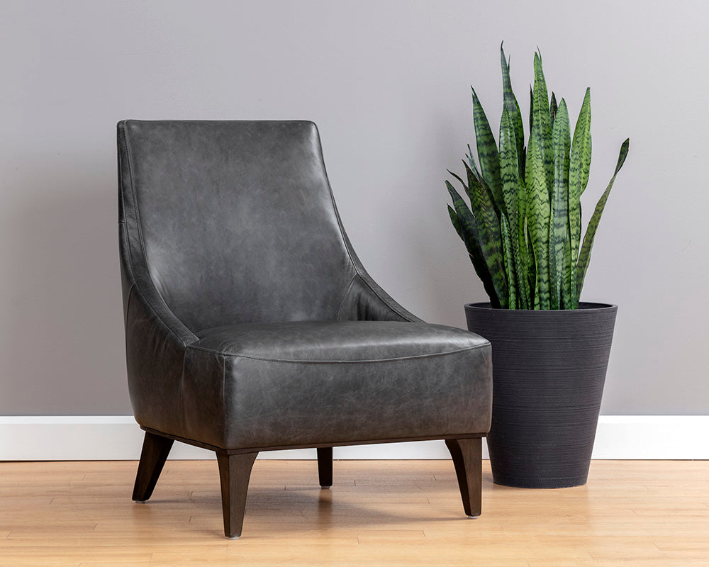Elias Lounge Chair - Marseille Black Leather