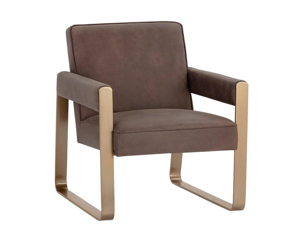 Gale Lounge Chair - Lux Brass - Dandi Mocca Leather