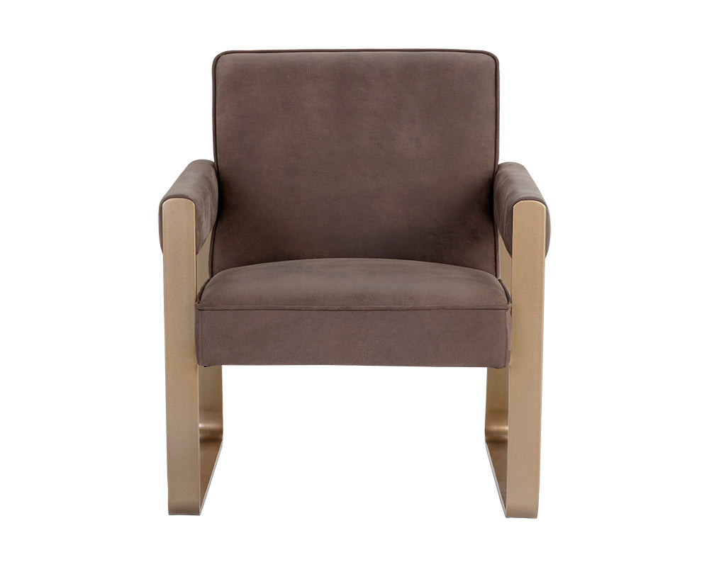 Gale Lounge Chair - Lux Brass - Dandi Mocca Leather