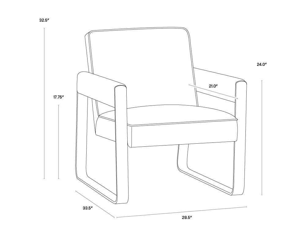 Gale Lounge Chair - Lux Brass - Dandi Mocca Leather