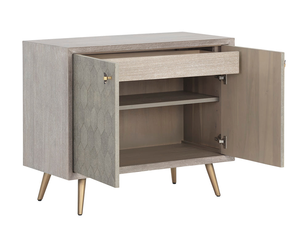 Aniston Sideboard - Small - White Ceruse - Taupe Shagreen