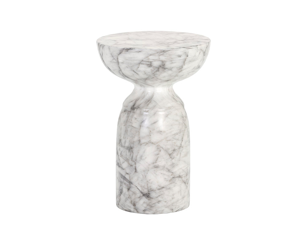 Goya End Table - Marble Look - White