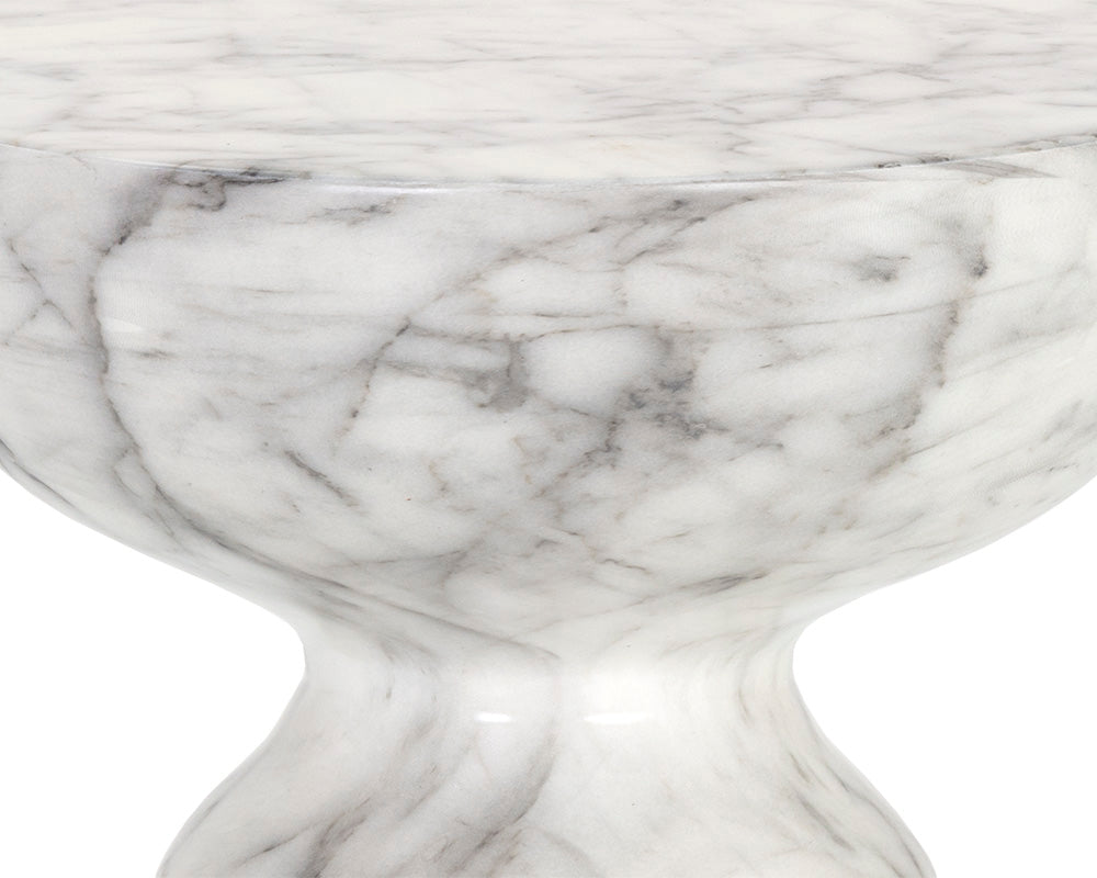 Goya End Table - Marble Look - White