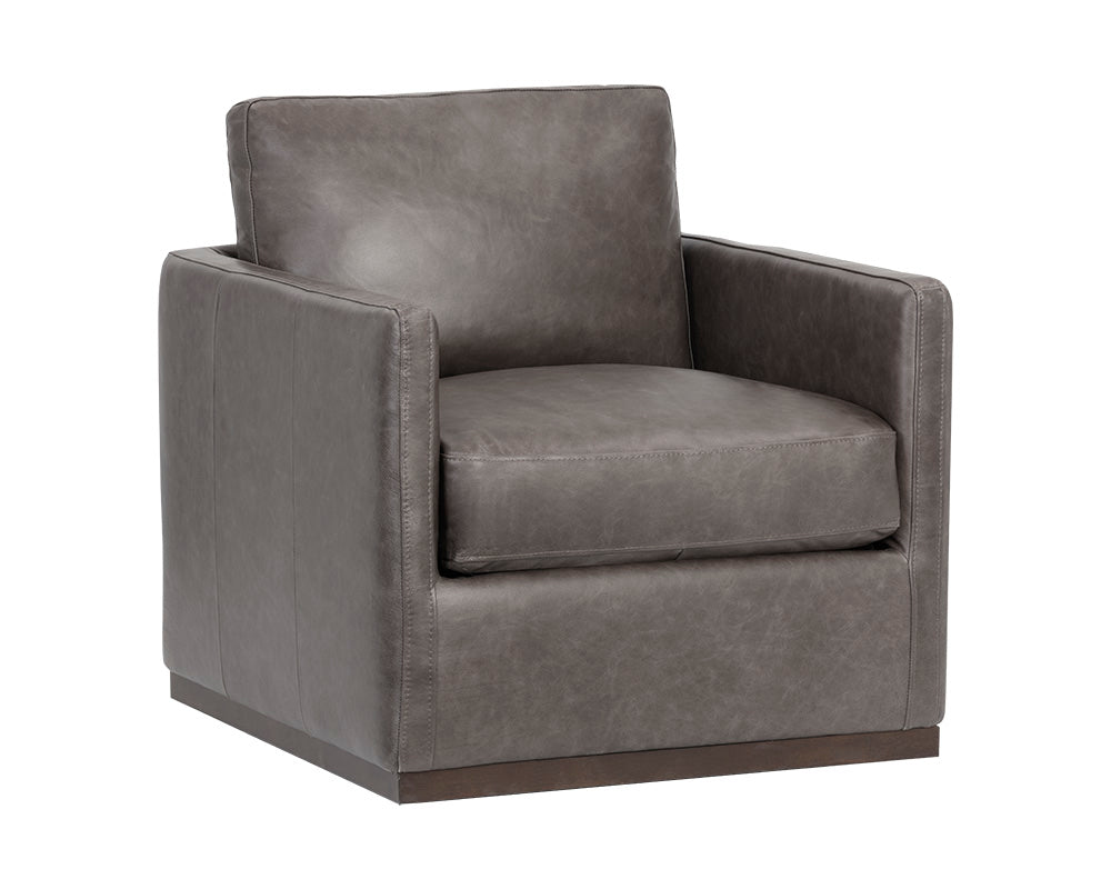 Portman Swivel Lounge Chair - Marseille Concrete Leather