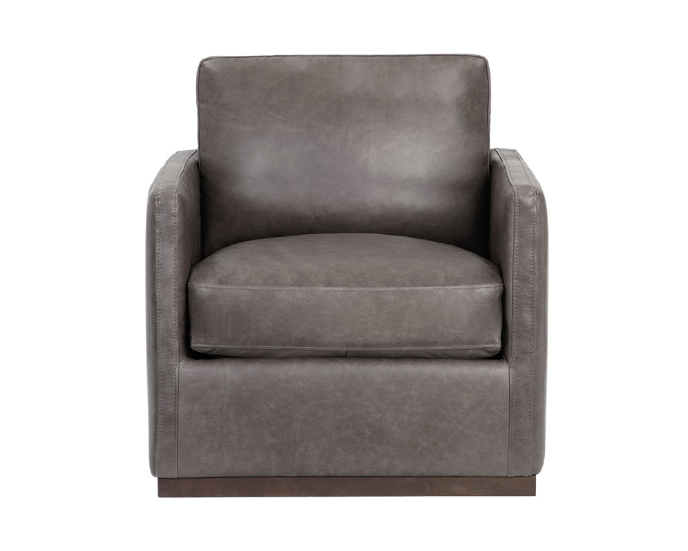 Portman Swivel Lounge Chair - Marseille Concrete Leather