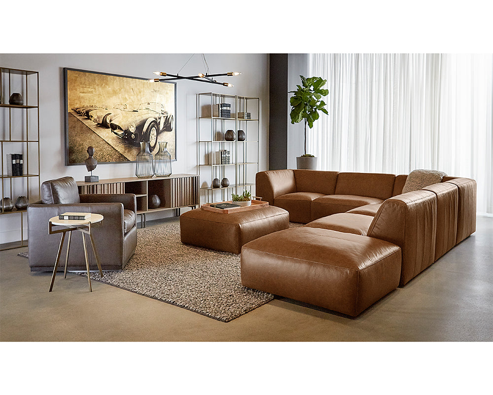 Portman Swivel Lounge Chair - Marseille Concrete Leather