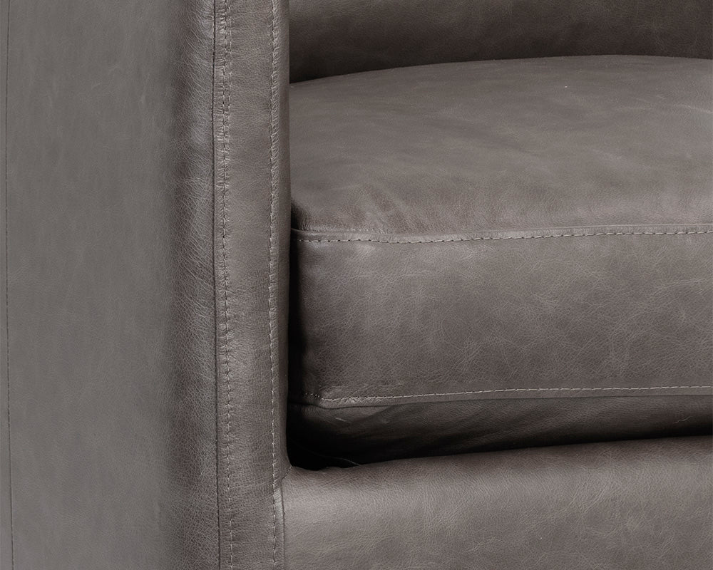 Portman Swivel Lounge Chair - Marseille Concrete Leather